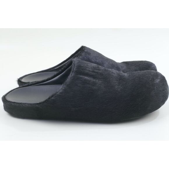 Marni Black Long Hair Calfskin Fussbett Sabot Mule Flats Slippers Size 41 main image 5